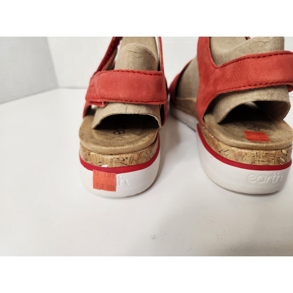 EARTH Womens US 8W Roni Casual Strappy Flat Sandal Comfort Cushioned Red New - Picture 5 of 11
